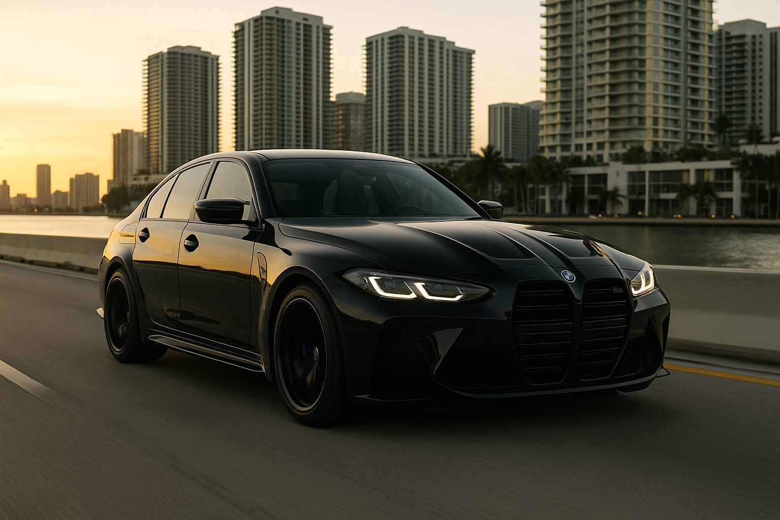 Black BMW M3 Competition in Miami